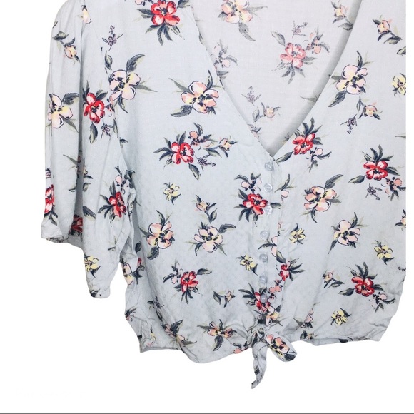 ARDENE Boho Woven Button Down Crop Blouse With Tie Front Mint Green Size Small - Picture 5 of 10